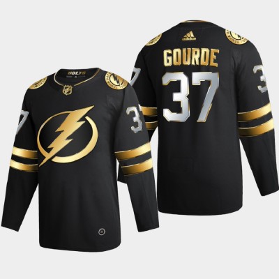 Tampa Bay Tampa Bay Lightning #37 Yanni Gourde Men's Adidas Black Golden Edition Limited Stitched NHL Jersey